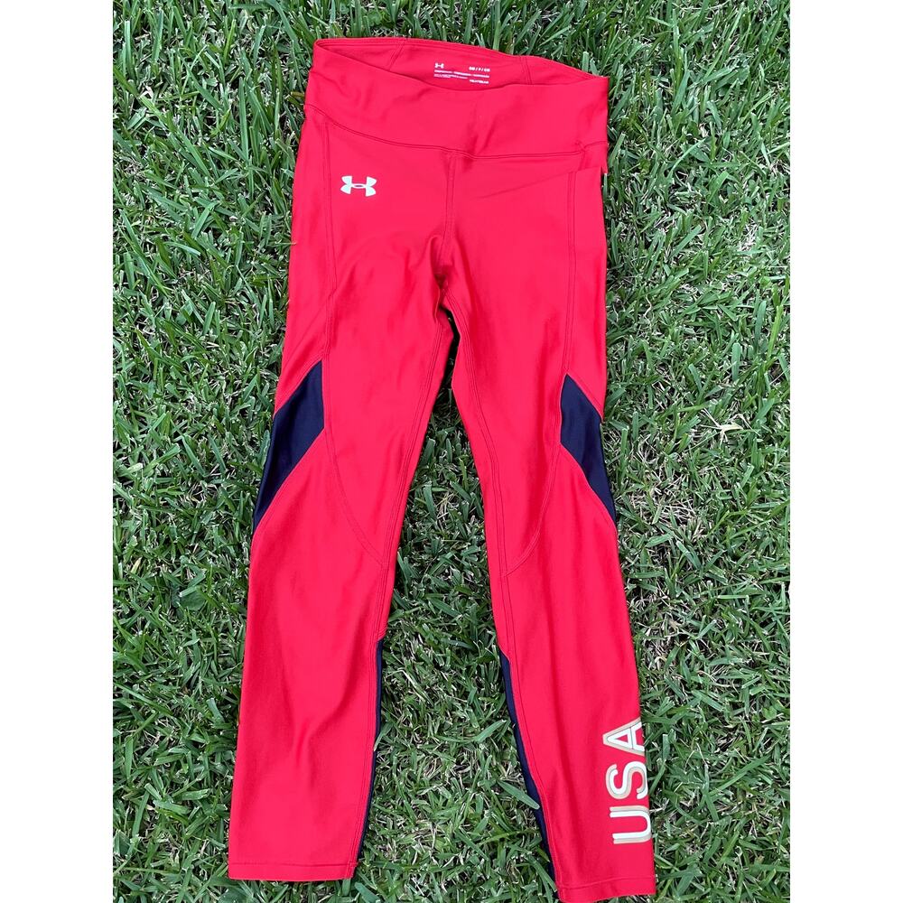 Under Armor Heat gear women's small red leggings USA
